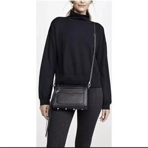 Rebecca Minkoff Crossbody Bag Black Leather Avery Link Chain Bottom Studs